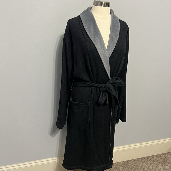 UGG Women's Gray Robe Sz M Soft Fleece Lined Shawl Collar Lounge Bathrobe Belted - Picture 4 of 9